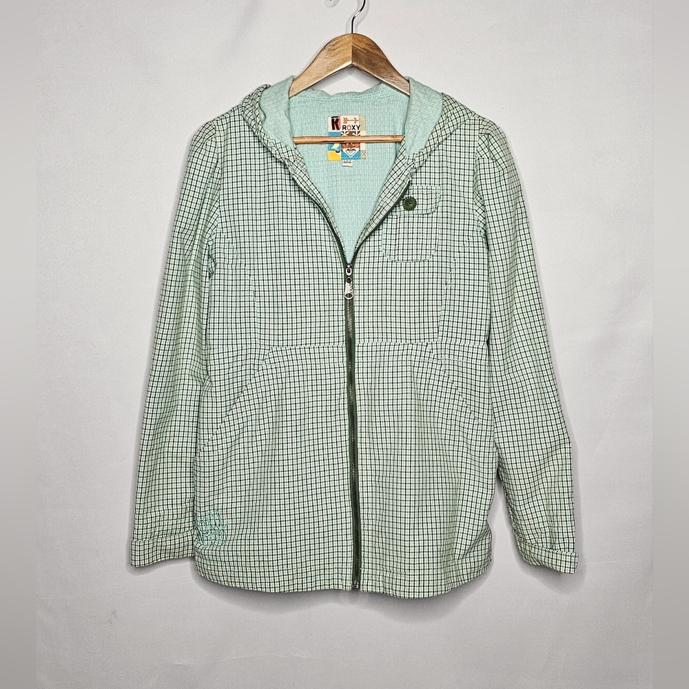 Roxy Green Checkered Jacket With Adjustable Waist… - image 7